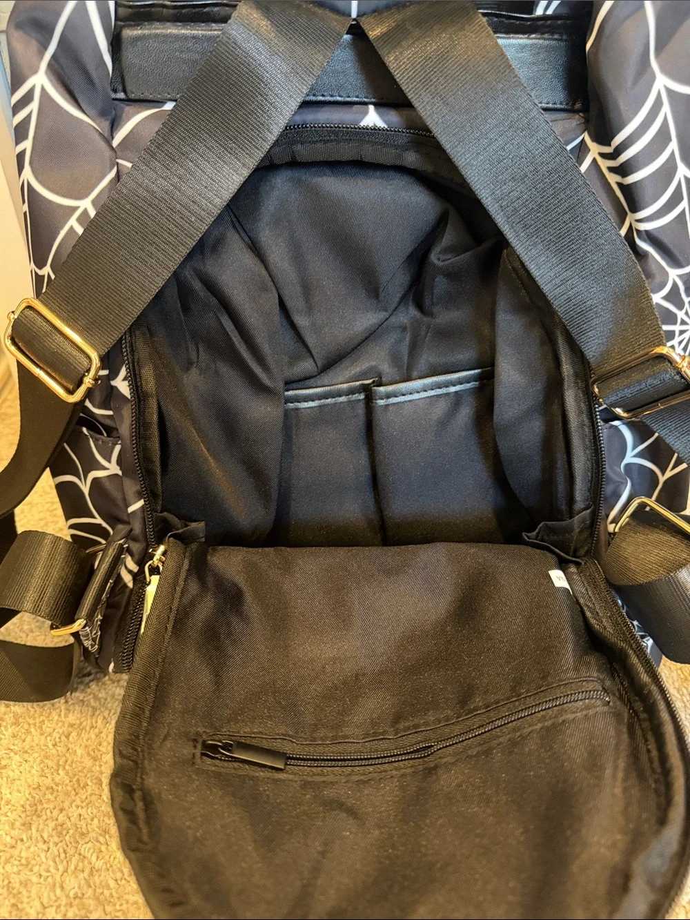 Black Spiderweb Print Backpack